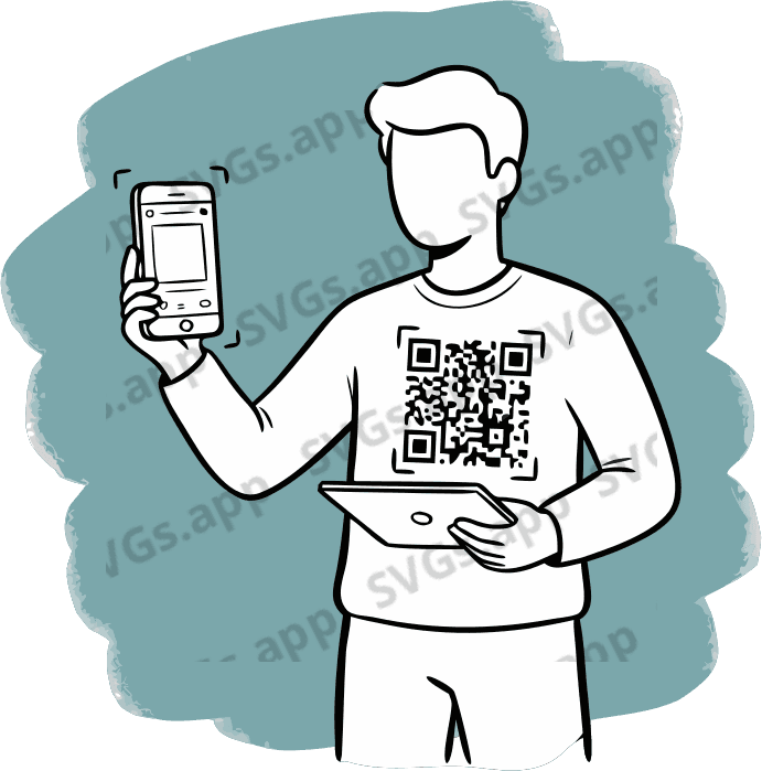 A person scanning a QR code. - Free AI SVG Vector Illustration