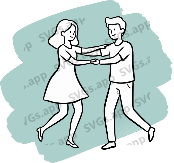 Two people dancing together. - Free AI SVG Vector Illustration