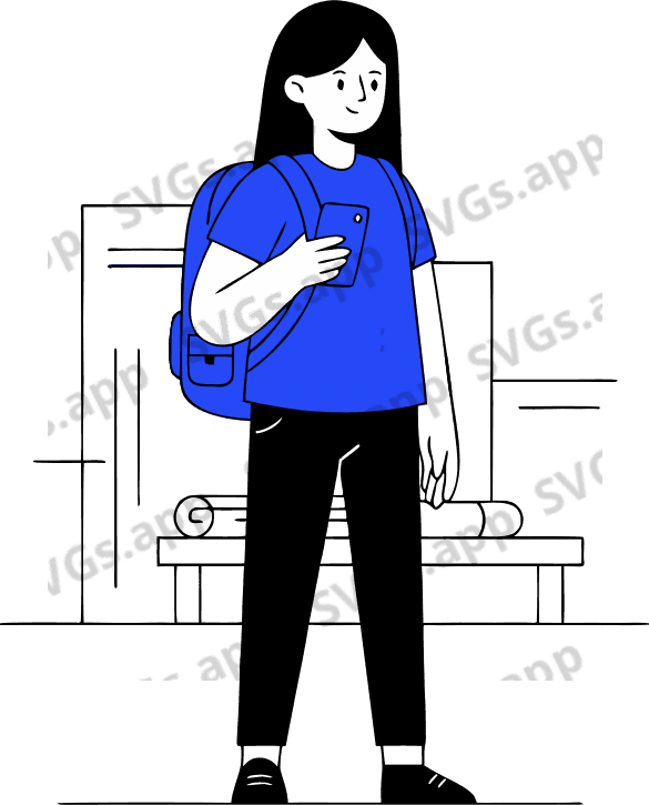 a girl with backpack - Free AI SVG Vector Illustration