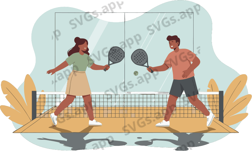 A girl and a guy playing padel, vector - Free AI SVG Vector Illustration