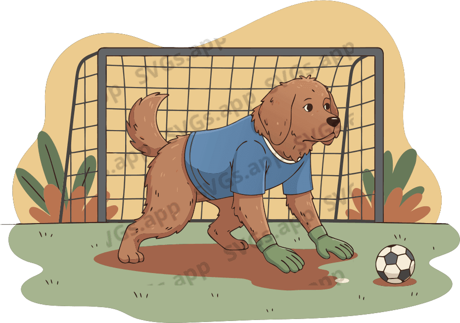 A goalkeeper dog getting ready to save a penalty. In low poly style, not much detail - Free AI SVG Vector Illustration