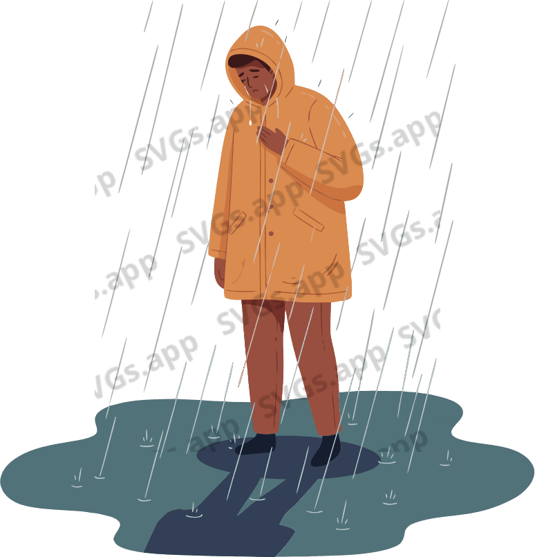 Man is crying in heavy rain  - Free AI SVG Vector Illustration