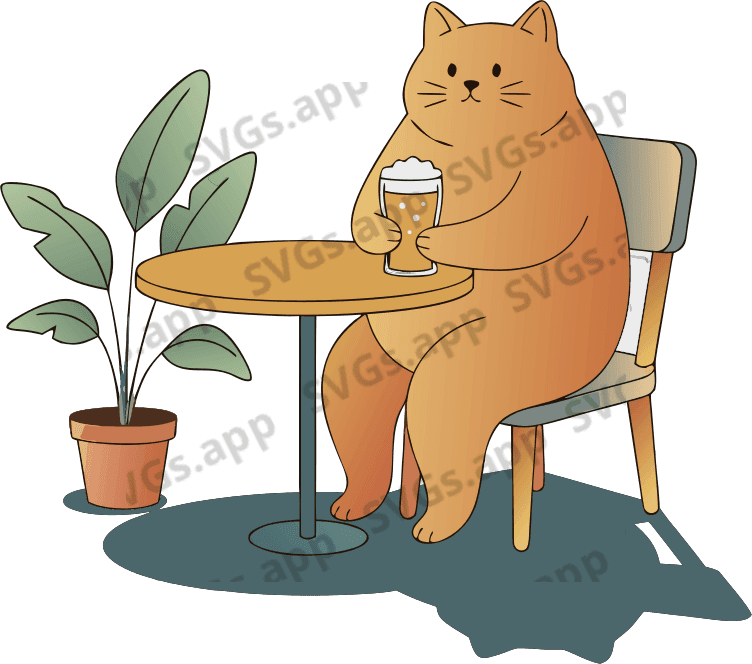 a cat drinking beer - Free AI SVG Vector Illustration