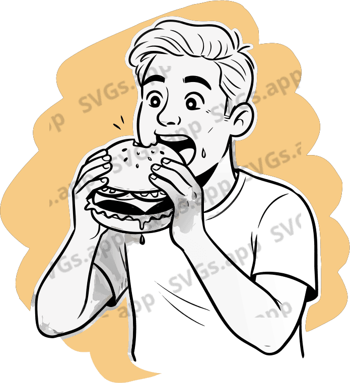 Make burger eating illustration for wall mural in graffiti style  - Free AI SVG Vector Illustration
