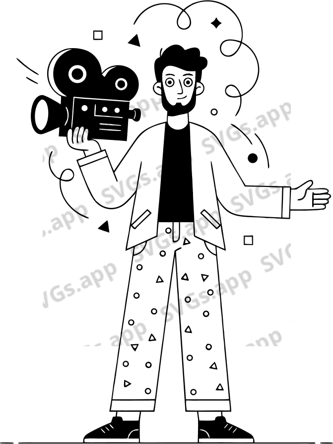 A filmmaker-founder looking all visionary towards the camera  - Free AI SVG Vector Illustration