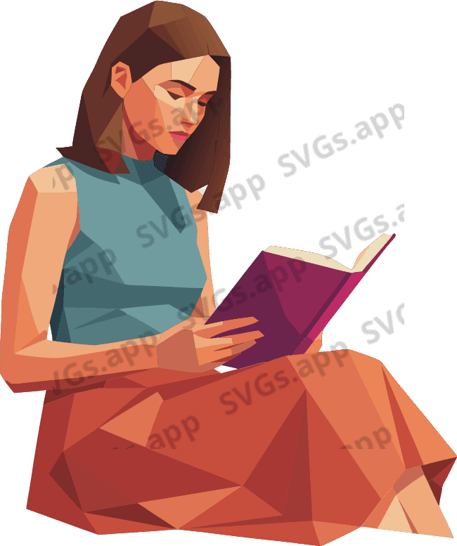 a woman in a skirt readint a book - Free AI SVG Vector Illustration