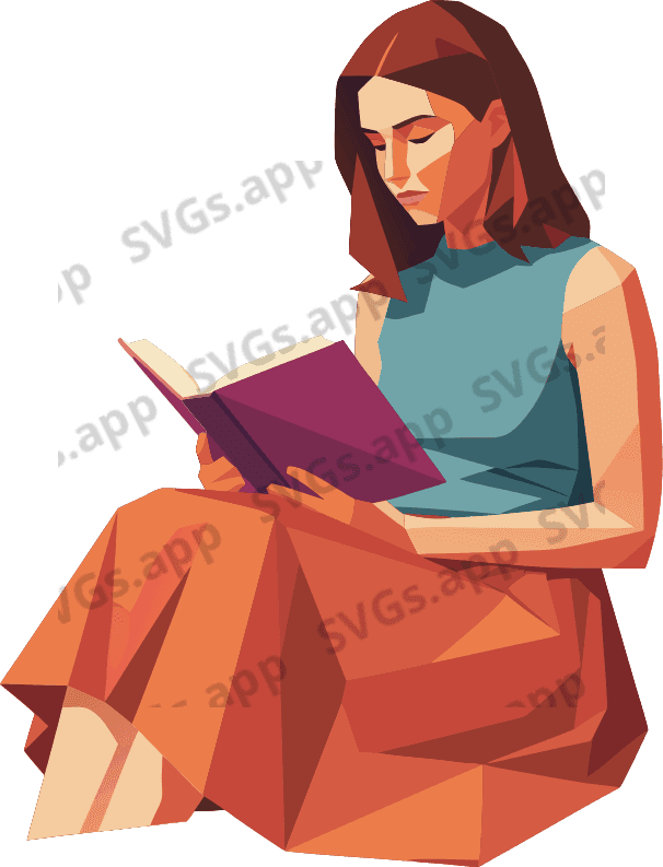 a woman in a skirt readint a book - Free AI SVG Vector Illustration