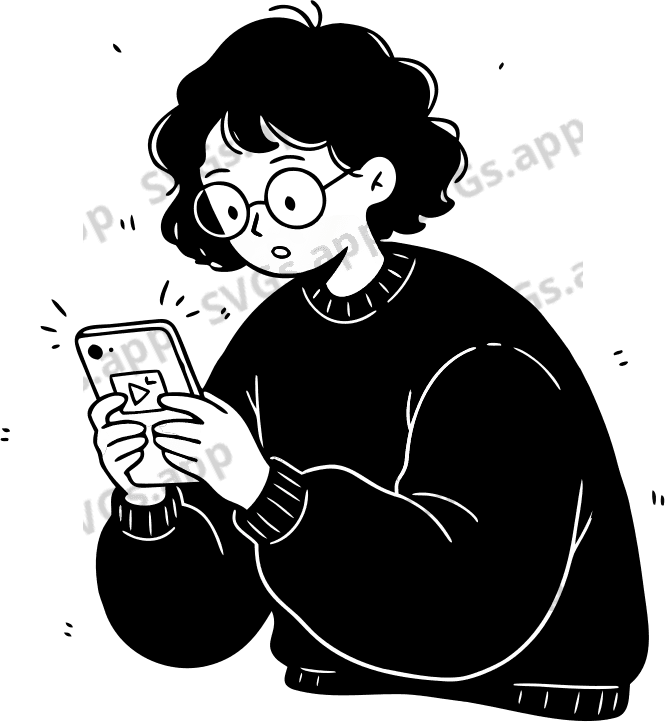 a guy watching reel in his phone - Free AI SVG Vector Illustration