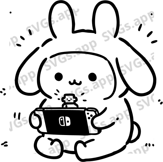 Usagi from Chiikawa is playing a Switch. - Free AI SVG Vector Illustration