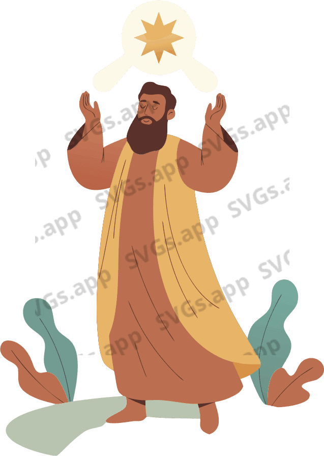 a man with bear raising his hand and pray to god - Free AI SVG Vector Illustration