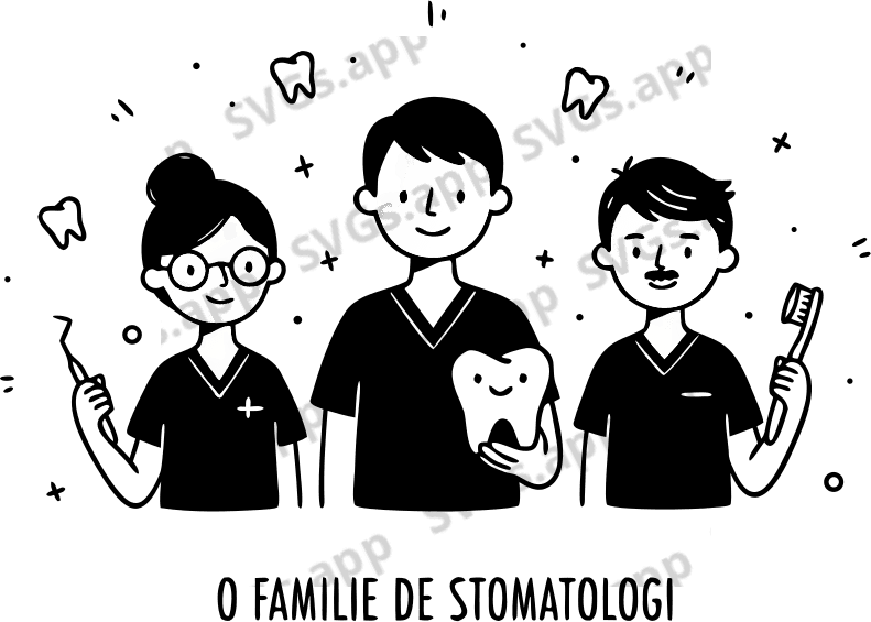 o familie de medici stomatologi: sotie, sot si fiul mai mare - Free AI SVG Vector Illustration