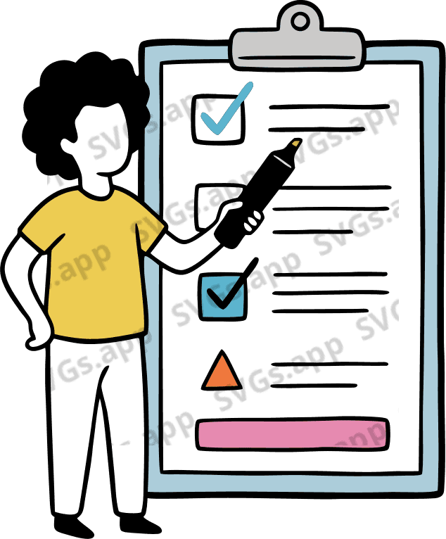 Create a fitting svg illustration for website section that has the text "Lead Collection Built-in waitlist forms, double opt-in, spam protection, and CSV export." Do not include text in the generated illustration. Make it simple, one guy with form - Free AI SVG Vector Illustration