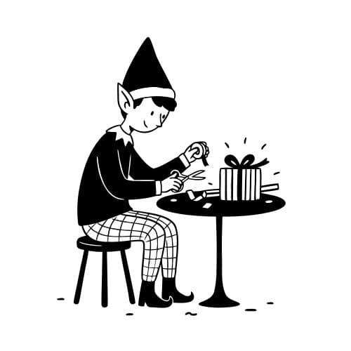 Elf wrapping christmas present (1)
