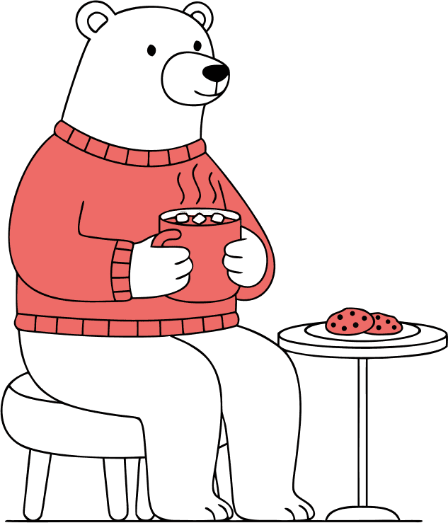 Polar bear drinking hot chocolate - Free AI SVG Vector Illustration and PNG