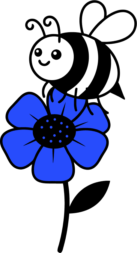 Happy bee on a flower - Free AI SVG Vector Illustration and PNG