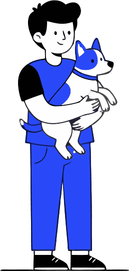 the boy holding the dog - Free AI SVG Vector Illustration and PNG