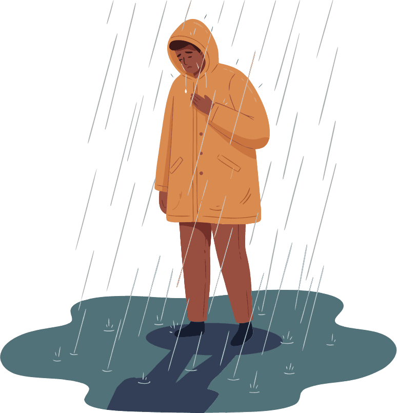 Man is crying in heavy rain  - Free AI SVG Vector Illustration and PNG