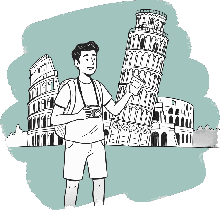 An Indian tourist exploring Italy - Free AI SVG Vector Illustration and PNG