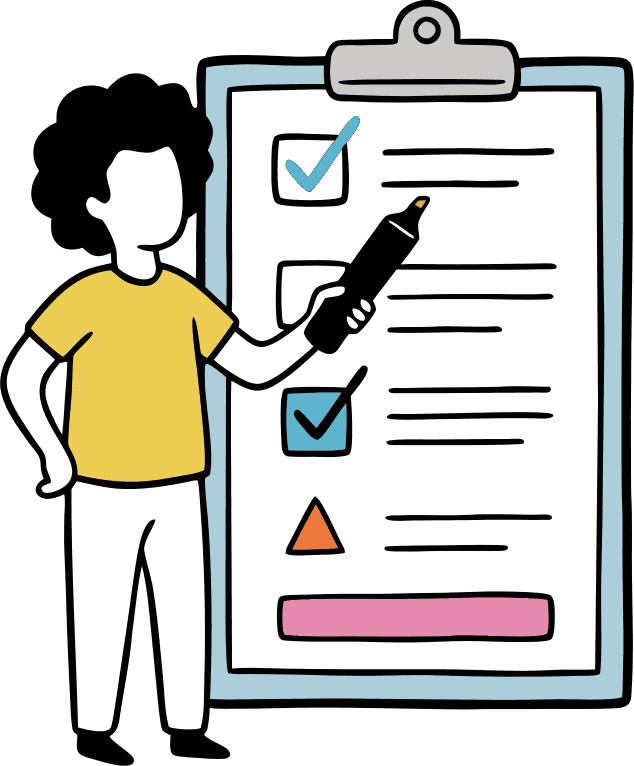 Create a fitting svg illustration for website section that has the text "Lead Collection Built-in waitlist forms, double opt-in, spam protection, and CSV export." Do not include text in the generated illustration. Make it simple, one guy with form - Free AI SVG Vector Illustration and PNG