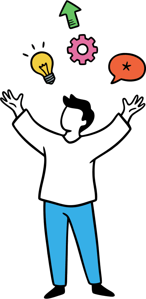 A figure catching falling ideas (Innovation). - Free AI SVG Vector Illustration and PNG