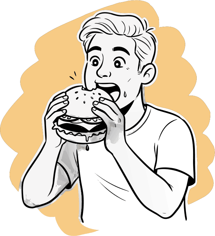 Make burger eating illustration for wall mural in graffiti style  - Free AI SVG Vector Illustration and PNG