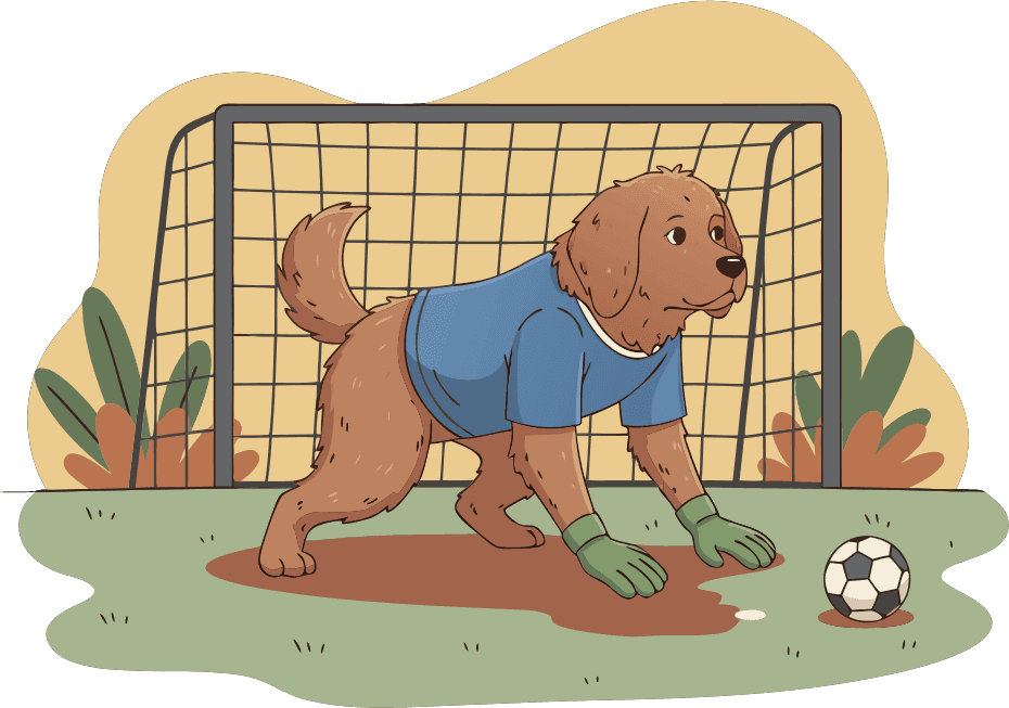 A goalkeeper dog getting ready to save a penalty. In low poly style, not much detail - Free AI SVG Vector Illustration and PNG