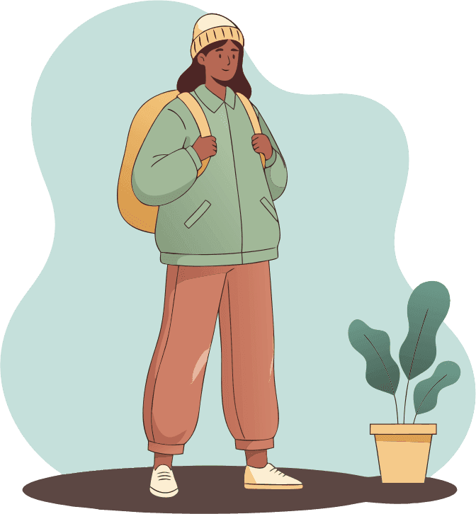 a girl with backpack - Free AI SVG Vector Illustration and PNG