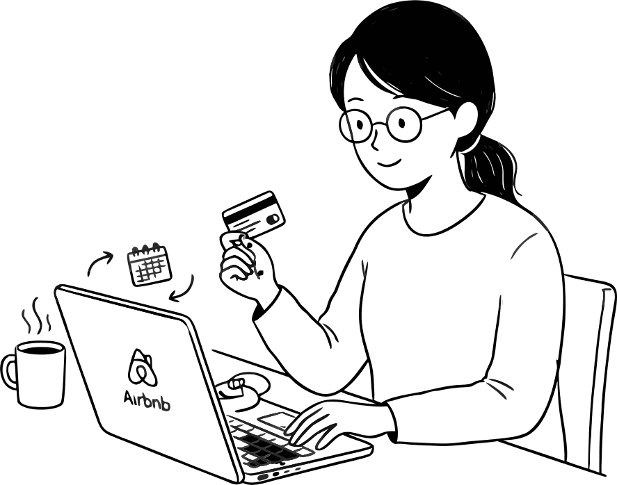 Potential guest to make a reservation through a computer in airbnb - Free AI SVG Vector Illustration and PNG