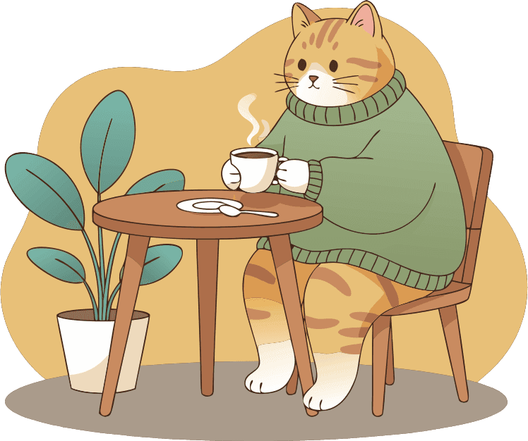 A cat having coffe - Free AI SVG Vector Illustration and PNG