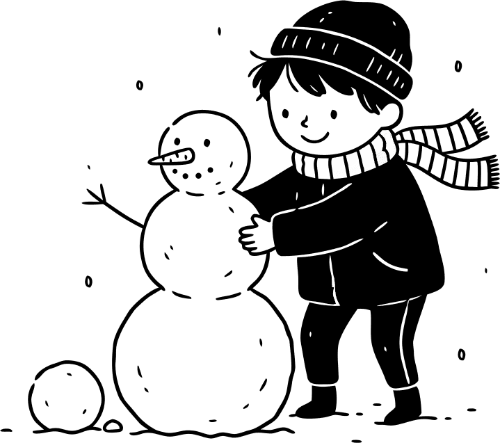 Child building a snowman - Free AI SVG Vector Illustration and PNG