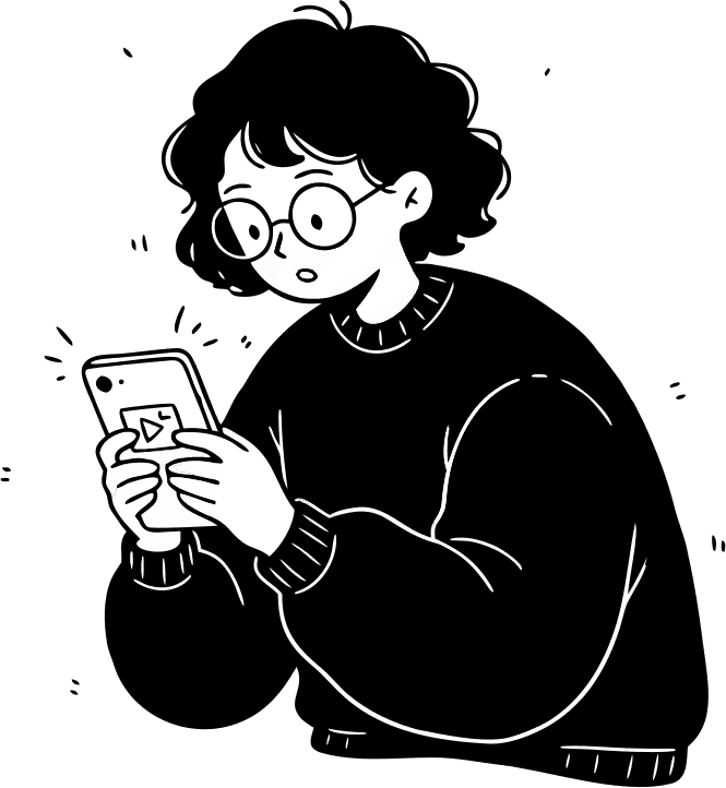a guy watching reel in his phone - Free AI SVG Vector Illustration and PNG