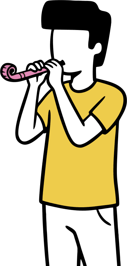 a guy with a party blower in his mouth - Free AI SVG Vector Illustration and PNG