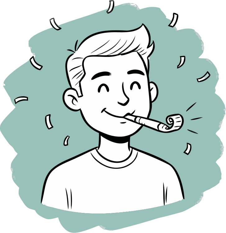 a guy with a party blower in his mouth - Free AI SVG Vector Illustration and PNG