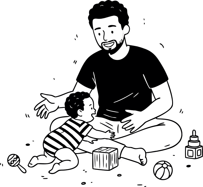 a baby playing with daddy - Free AI SVG Vector Illustration and PNG