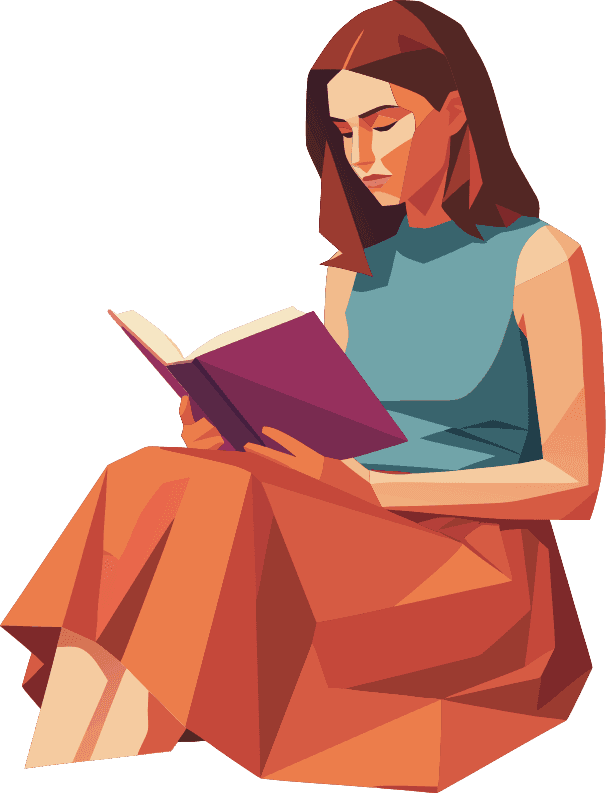 a woman in a skirt readint a book - Free AI SVG Vector Illustration and PNG