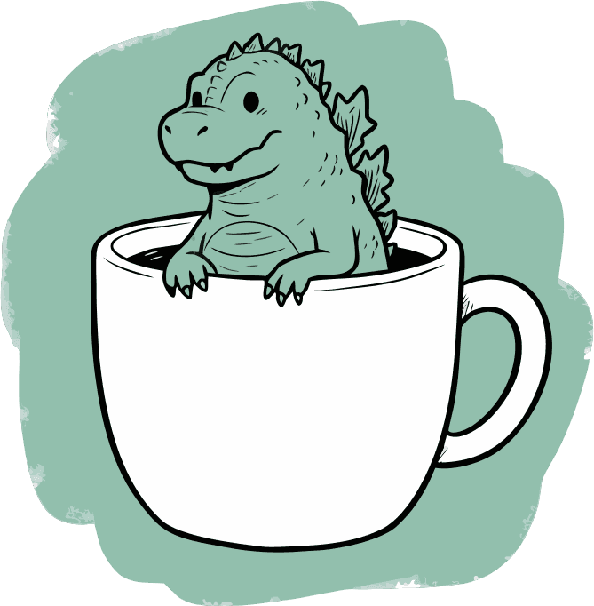 Godzilla sits in a coffee mug - Free AI SVG Vector Illustration and PNG