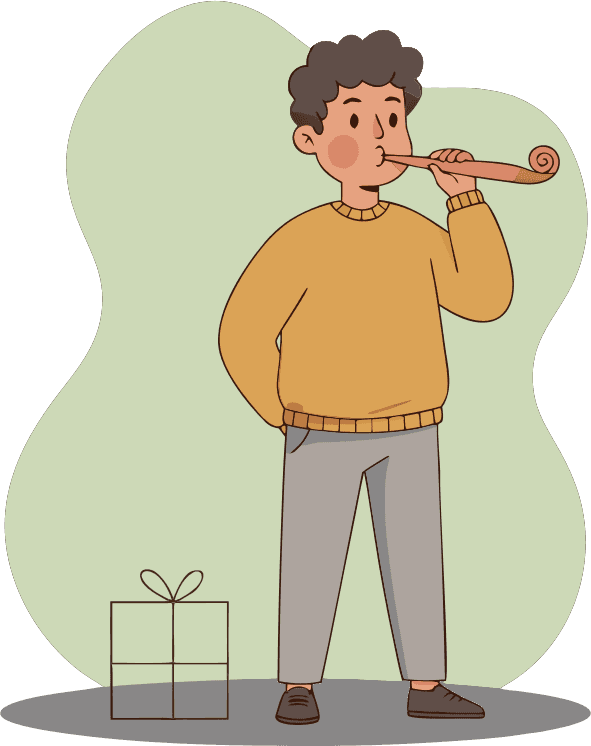 a guy with a party blower in his mouth - Free AI SVG Vector Illustration and PNG