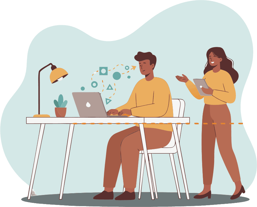 Man working in laptops and sending data to other person  - Free AI SVG Vector Illustration and PNG