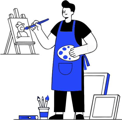 Arist painting a small sketch. vector logo - Free AI SVG Vector Illustration and PNG
