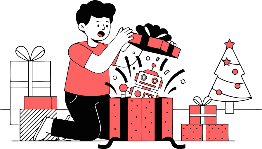 Child opening a gift - Free AI SVG Vector Illustration and PNG