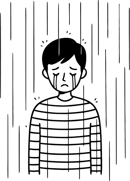 Man is crying in heavy rain  - Free AI SVG Vector Illustration and PNG