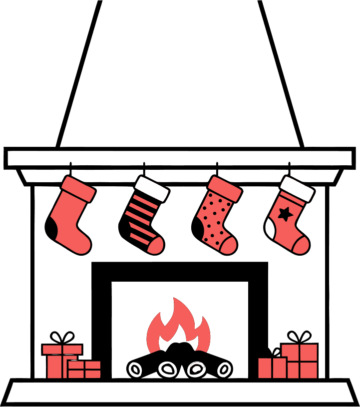 Christmas fireplace socks - Free AI SVG Vector Illustration and PNG