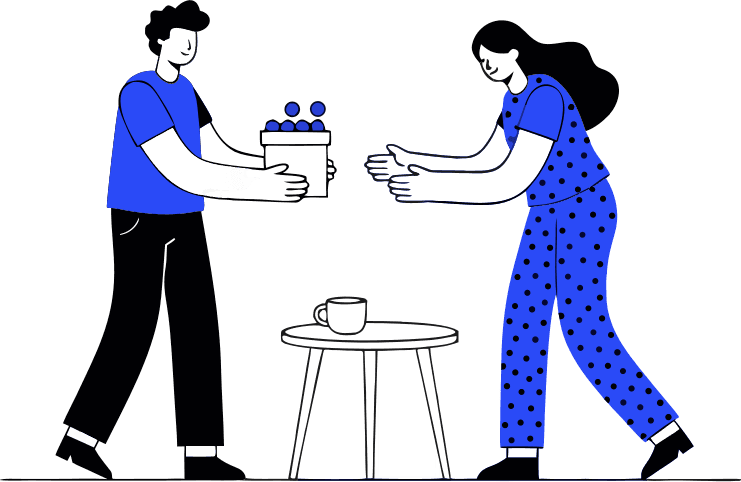 one friend giving sweets to other friend - Free AI SVG Vector Illustration and PNG