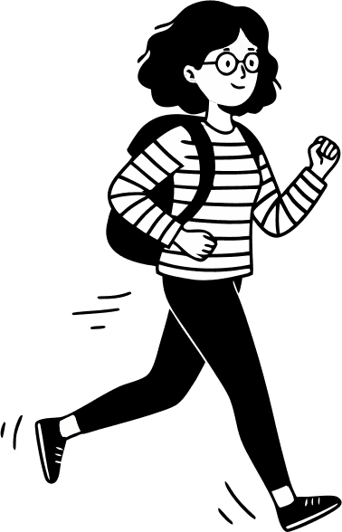 a girl with backpack jogging - Free AI SVG Vector Illustration and PNG