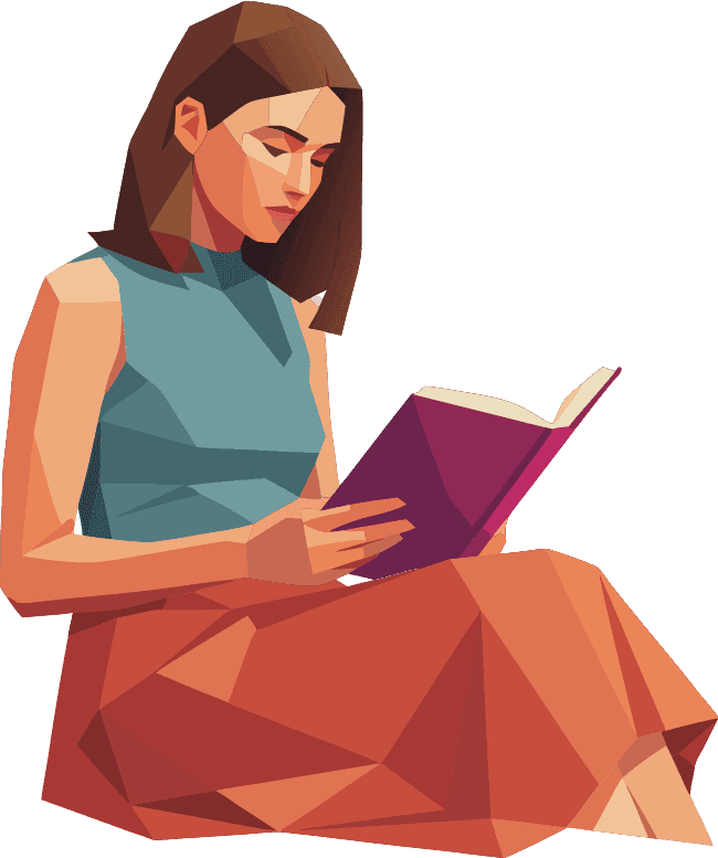 a woman in a skirt readint a book - Free AI SVG Vector Illustration and PNG