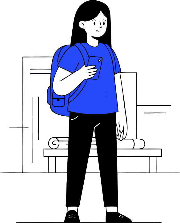 a girl with backpack - Free AI SVG Vector Illustration and PNG