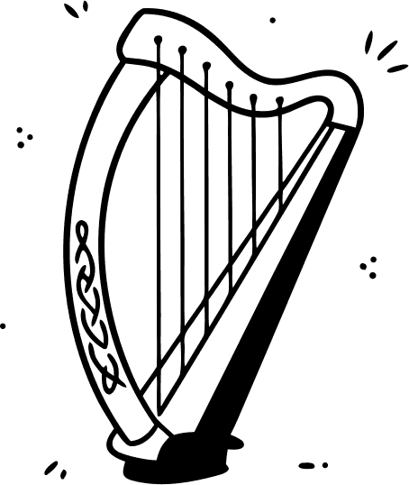 logo with a simple line of an Irish harp - Free AI SVG Vector Illustration and PNG