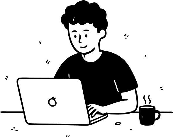 A male person typing on a laptop - Free AI SVG Vector Illustration and PNG
