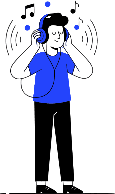A man listening to music with headphones. - Free AI SVG Vector Illustration and PNG