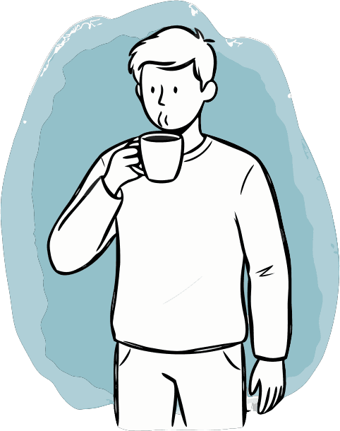 A person drinking a cup of coffee. - Free AI SVG Vector Illustration and PNG
